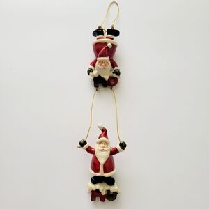 Vintage Santa ho ho ho jointed Hard Plastic Christmas ornament Holiday Decor